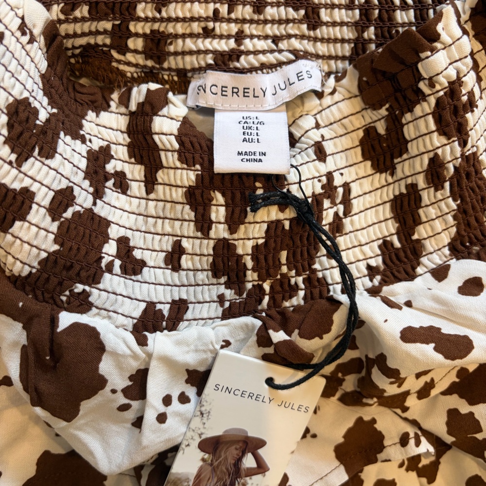 Brown and White Cow Print Ruffled Skirt - Picture 2 of 3